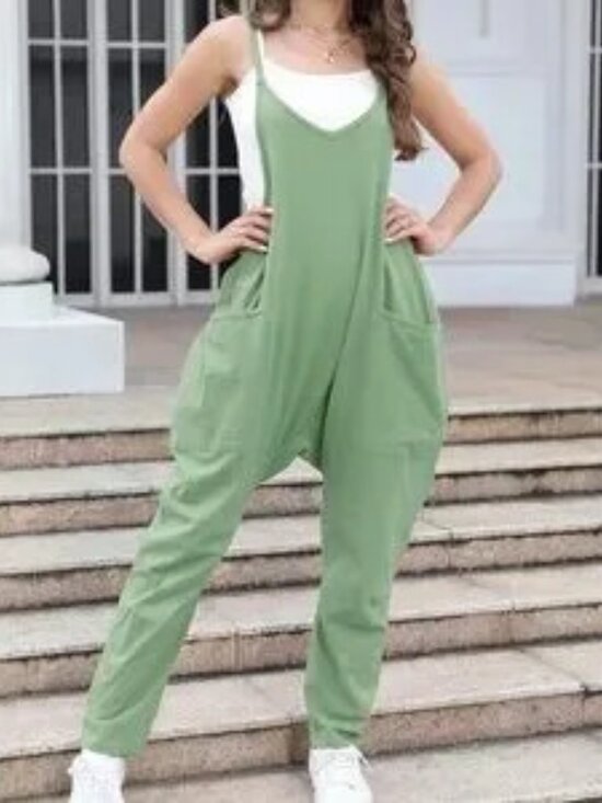 Oufeiya Pants - New: Oufeiya Spaghetti Strap Sleeveless Jumpsuit